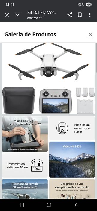DJI Pack Mini 3 Voe Plus (RC), Dron Mini com câmara leve e dobrável