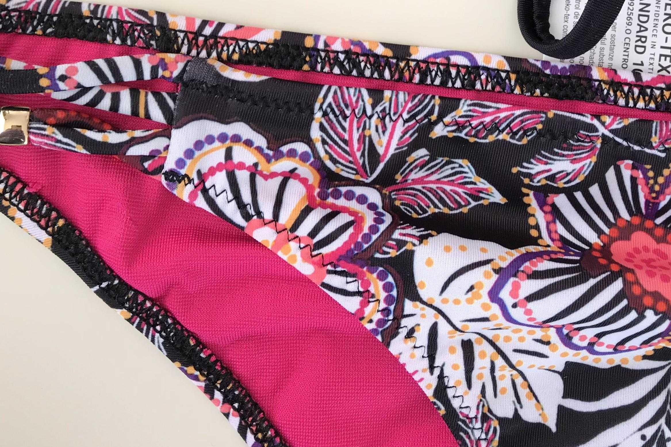 Czarny dół od bikini 38 M z wycięciami w kwiatki OVS