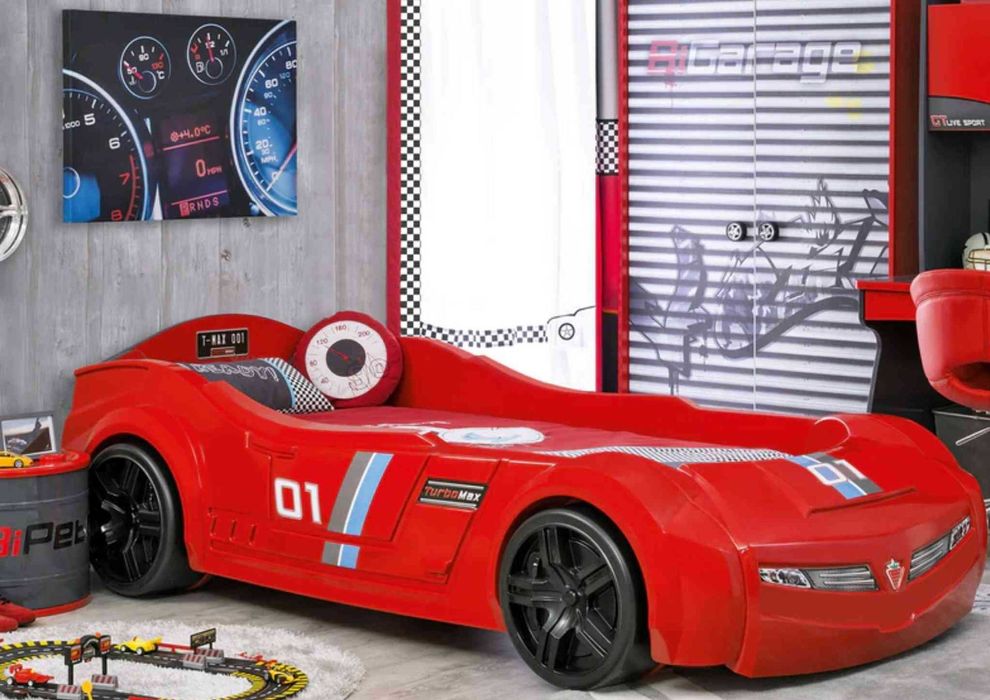 Детская кровать машина с матрасом, авто Cilek Turbo Max 90x195