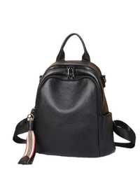 Жіночий чорний  рюкзак з натуральної шкіри, міського типу.