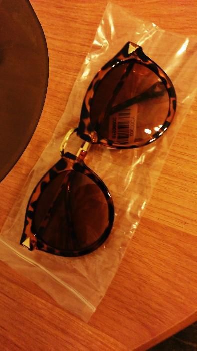 Okulary vintage panterka bursztynowe