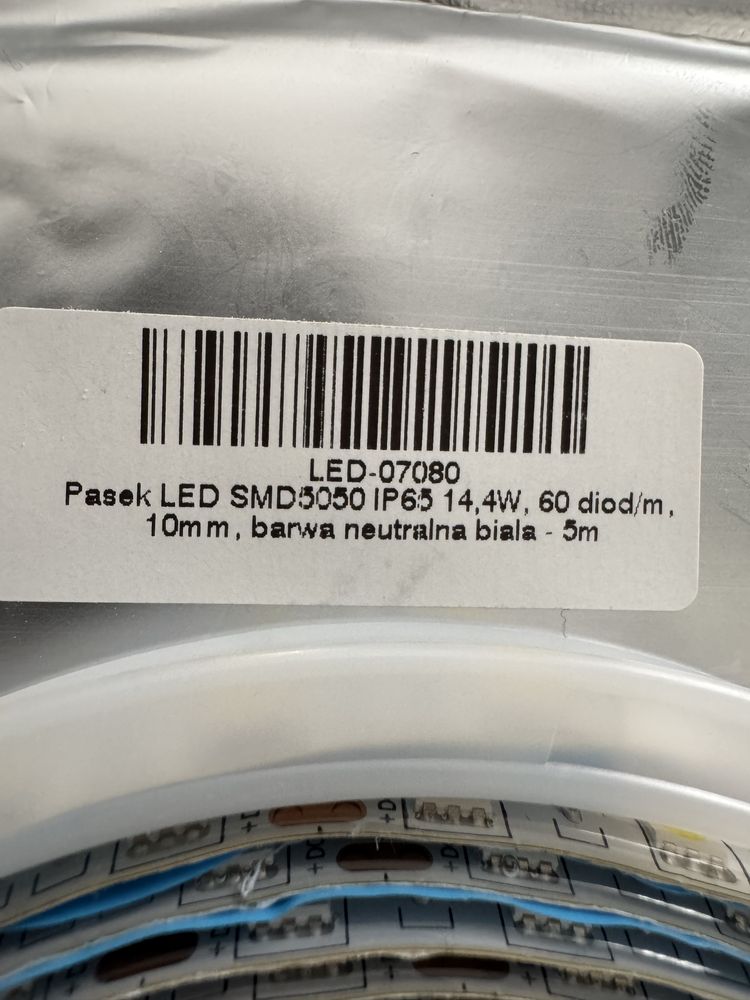 (3 szt.) Taśma LED 5050 SMD IP65 14,4W/m 60 LED/m 5m – neutralna biel
