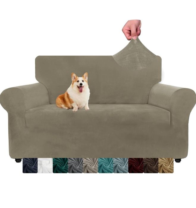 CHELZEN Pokrowce na sofę welurową 2-osobową beżowy