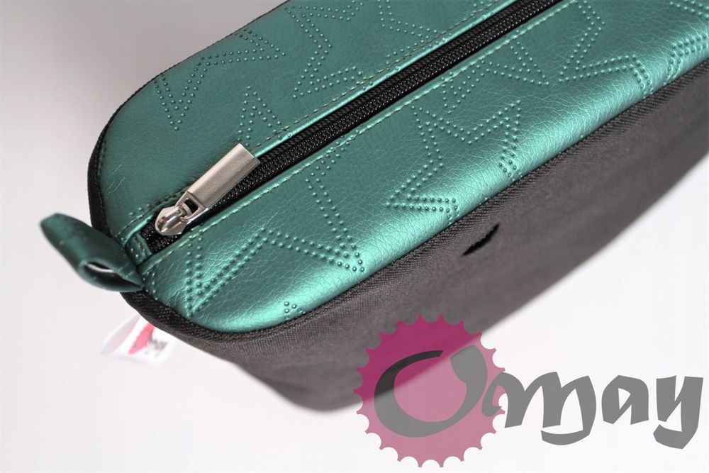 Czarny organizer OBAG MINI eko skóra pik zielony 2 kieszenie OMAY