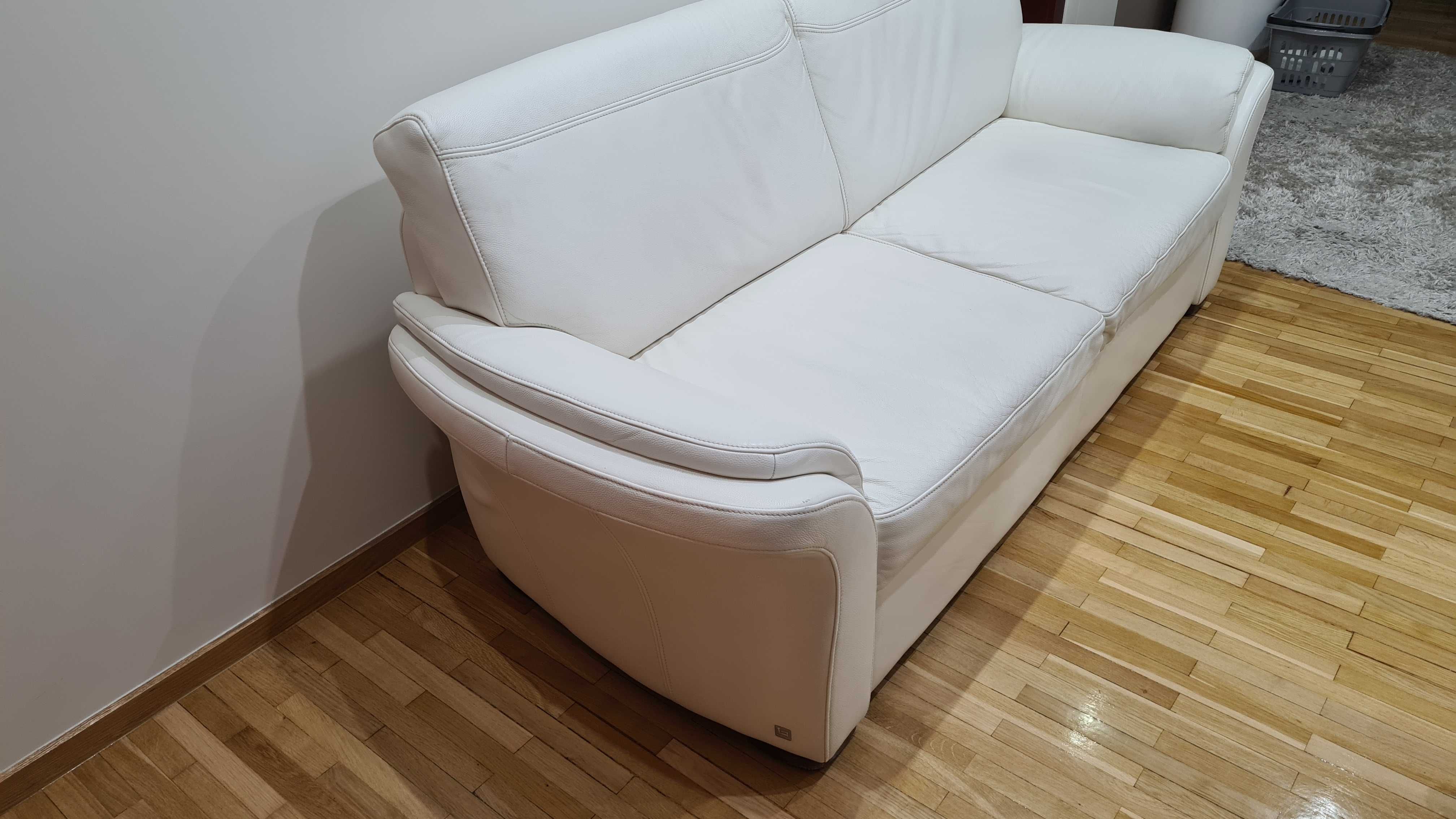 Wejnert Sofa z funkcją spania biała skórzana