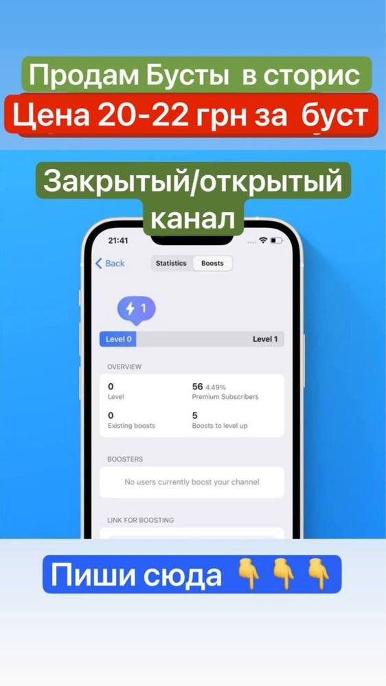 Boost для телеграм канала 20-22