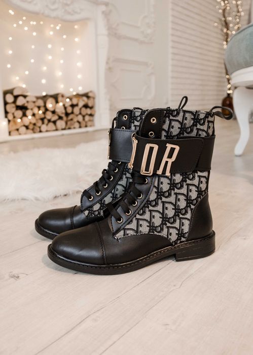 Черевики зимові жіночі Dior Black/Grey | (23.5см)