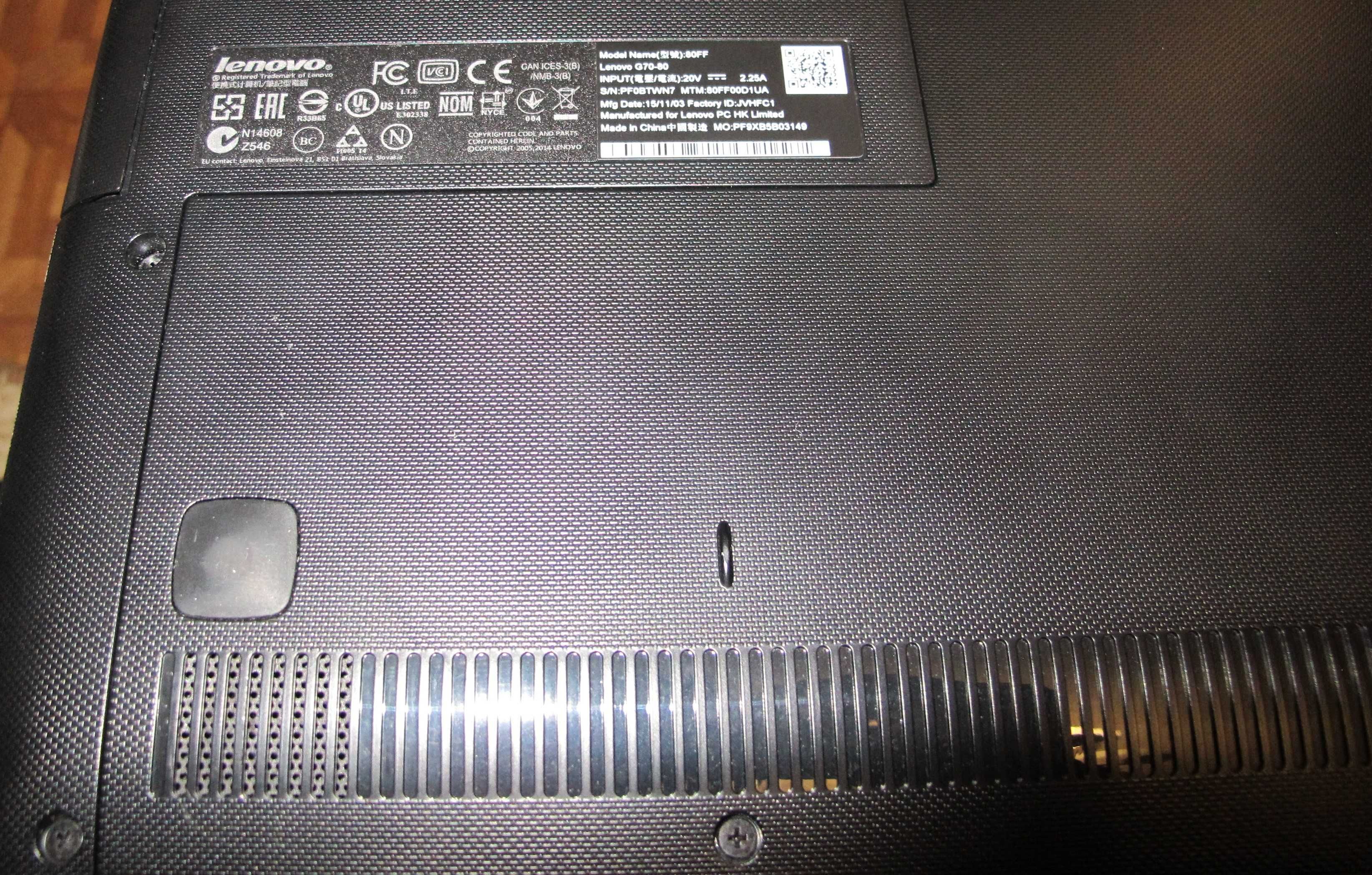 Ноутбук 17.3" Lenovo G70-80 (PF0BTWN7) б/у