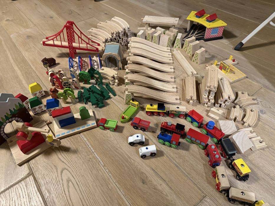 Bigjigs drewniany zestaw kolejka z wielona elementami