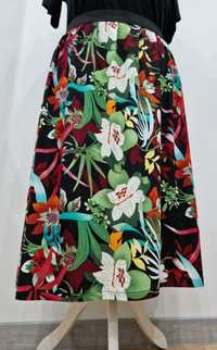 Spódnica damska w kolorowe kwiaty, 3XL