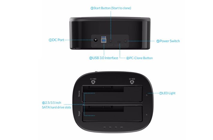 Док станция для HDD SSD 2.5" 3.5" SATA III USB3.0 Orico 6228US3-C