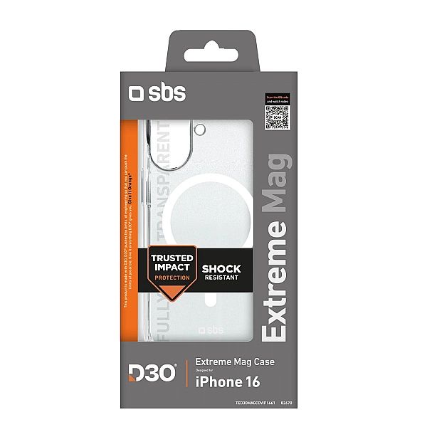 Etui SBS Extreme Mag D3O MagSafe do iPhone 16 - przezroczyste