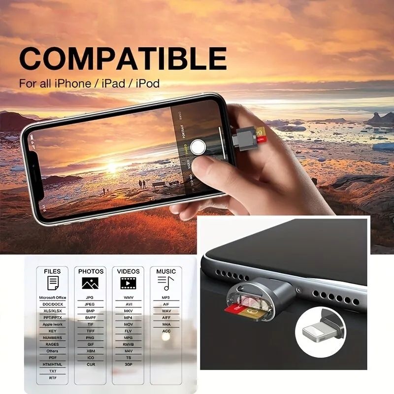 Флешка-кардридер для iPhone 7 8 X XR 11 13 14 для карт microSD