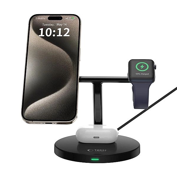 Ładowarka Tech-Protect QI15W-A35 indukcyjna 3w1 z MagSafe na telefon /