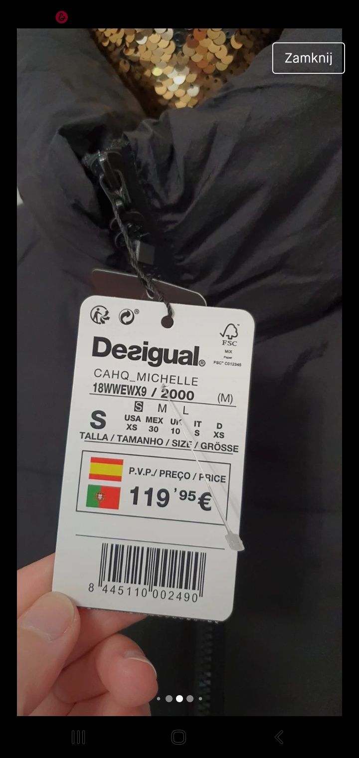 Kurtka nowa Desigual czarna rozmiar s 36 oryginalna czarna oversize