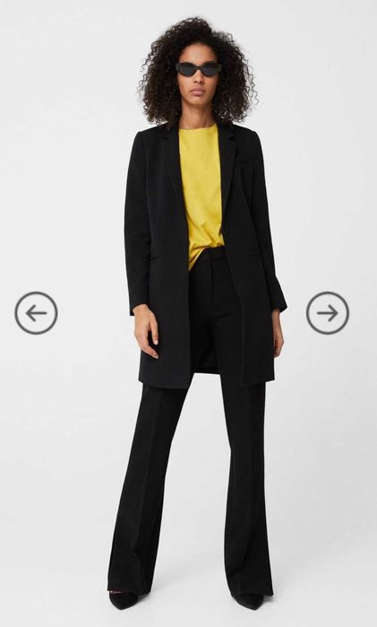 Mango czarny płaszcz XS 34 o kroju marynarki