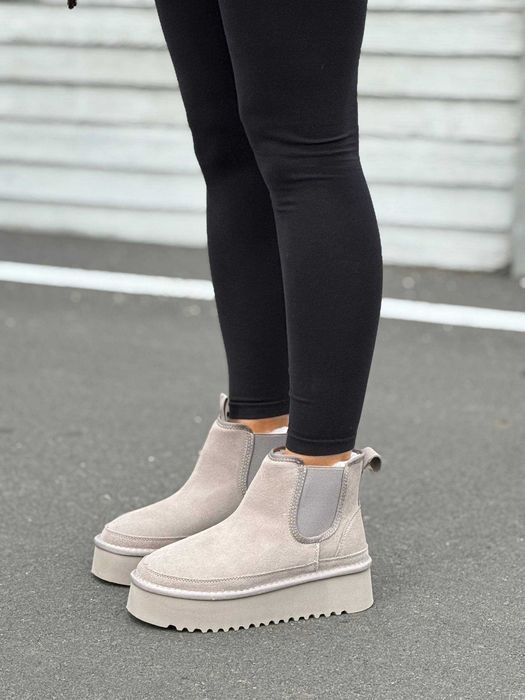 Зимові черевики натуральна замша Уггі Хутро, товста підошва, комфорт