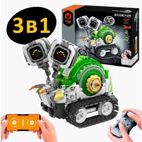 Конструктор STEM на радіокеруванні 3в1 "Турбо Равлик" Робот Бульдозер