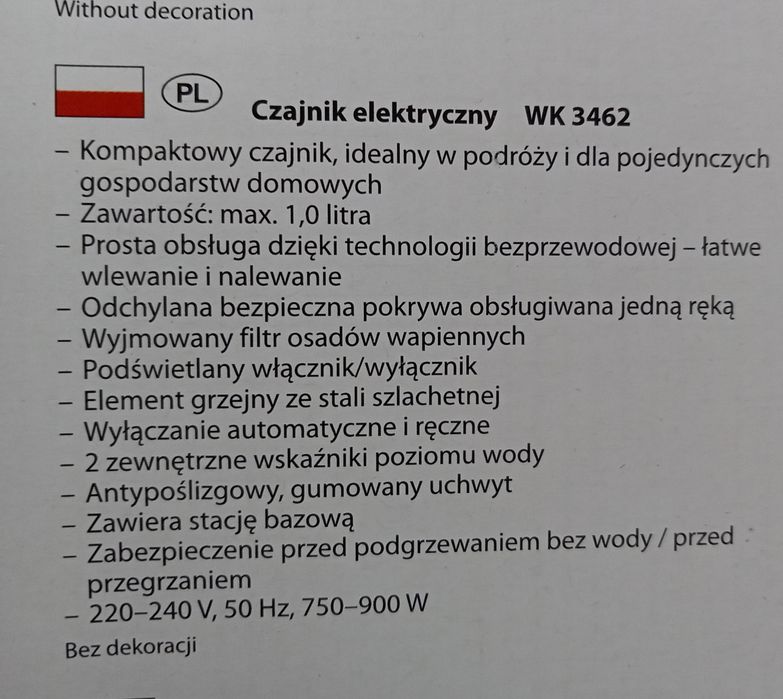 Czajnik elektryczny biały