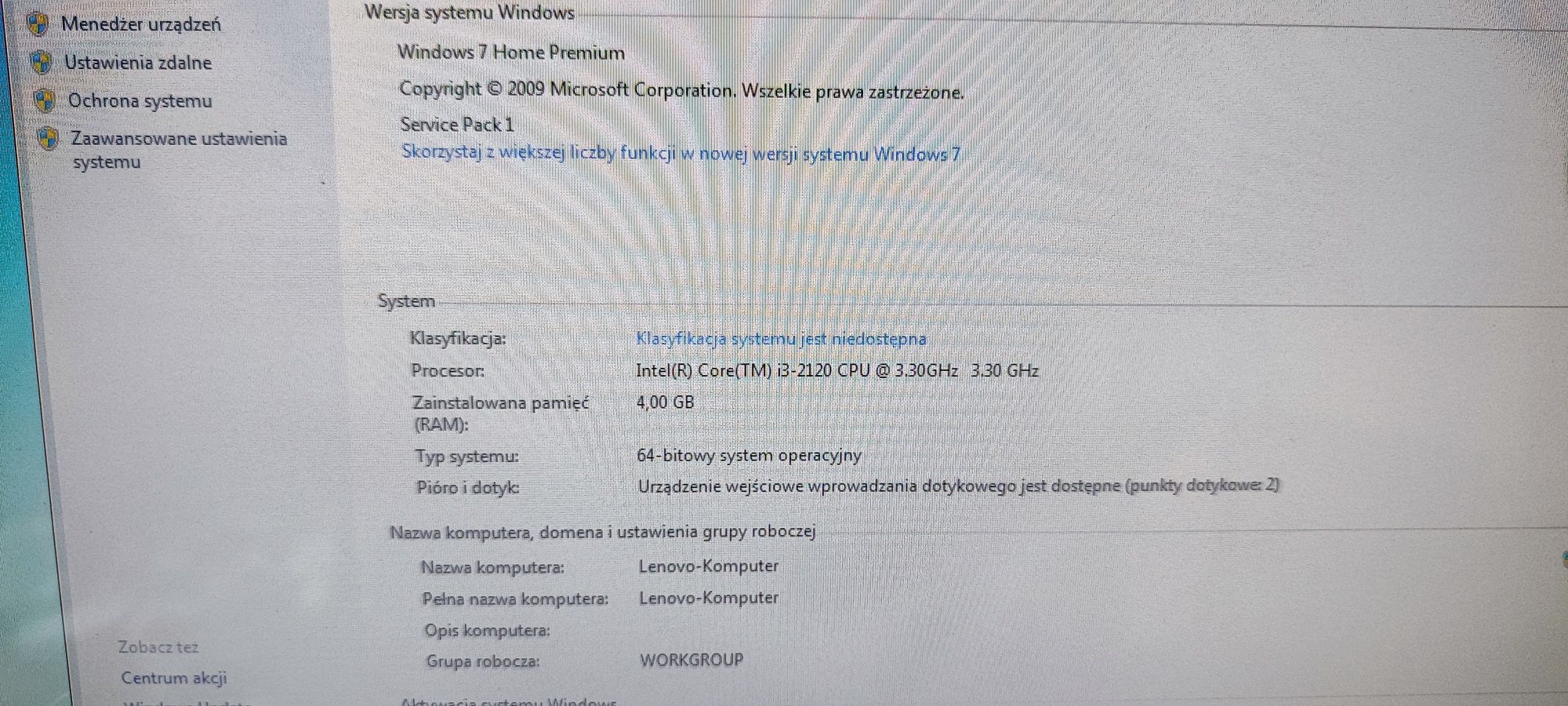 Komputer Lenovo B320, Intel i3, Win7 oryg, 4GB RAM, HDD 500GB, 21,5"