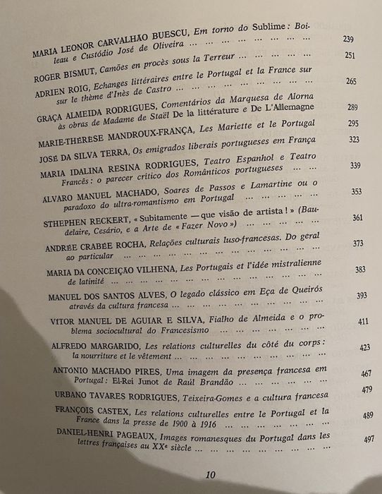 Les Rapports Culturels et Littéraires entre le Portugal et la France