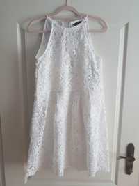 Zara sukienka koronkowa biała na lato r.36S bawełna koronka na szyje