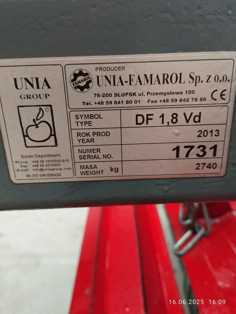Prasa rolująca Unia Famarol DF 1,8 Vd