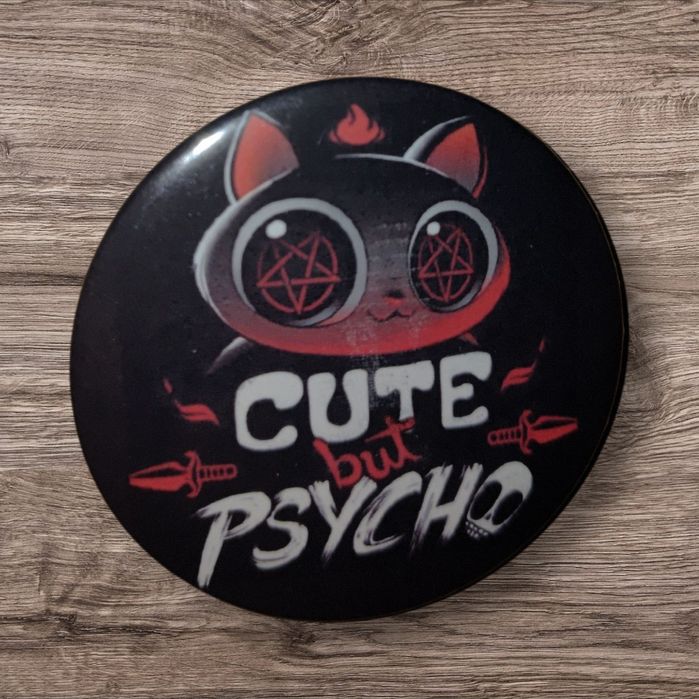 Przypinka,Kot,Pentagram,Rock,Goth,Metal,Święta,Mrok,Urocze