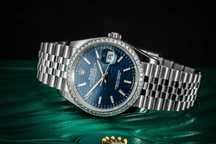 ROLEX DATEJUST 36 z brylantami / 2021 niebieska tarcza Fluted Motif