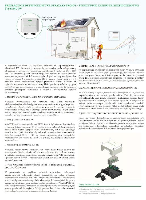 Fotowoltaika, Wyłącznik  PV PPOŻ PROJOYPEFS  od 1 do 5 stringów