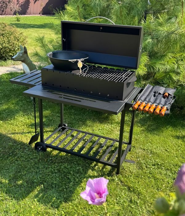 мангал гриль барбекю стаціонарний мангал на колесах  вугільний гріль