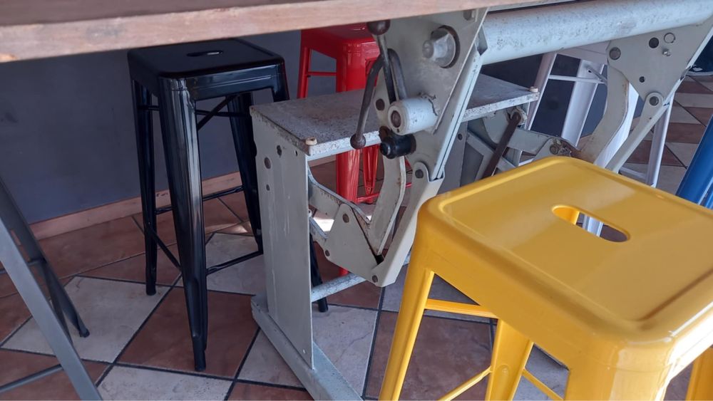 Estirador e bancos industrial vintage