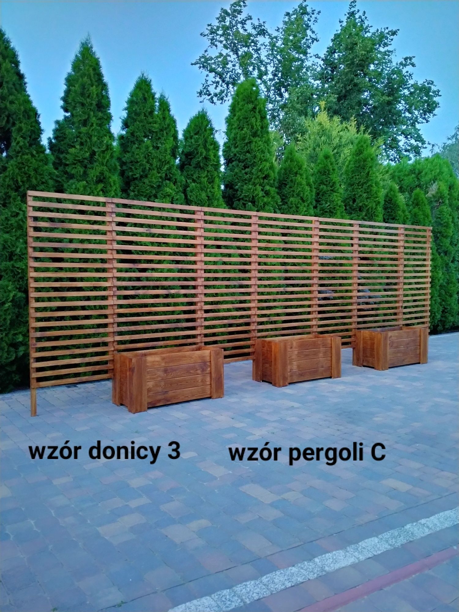 Donica z pergolą kwietnik zielnik  żaluzja pergola płot ogrodzenie