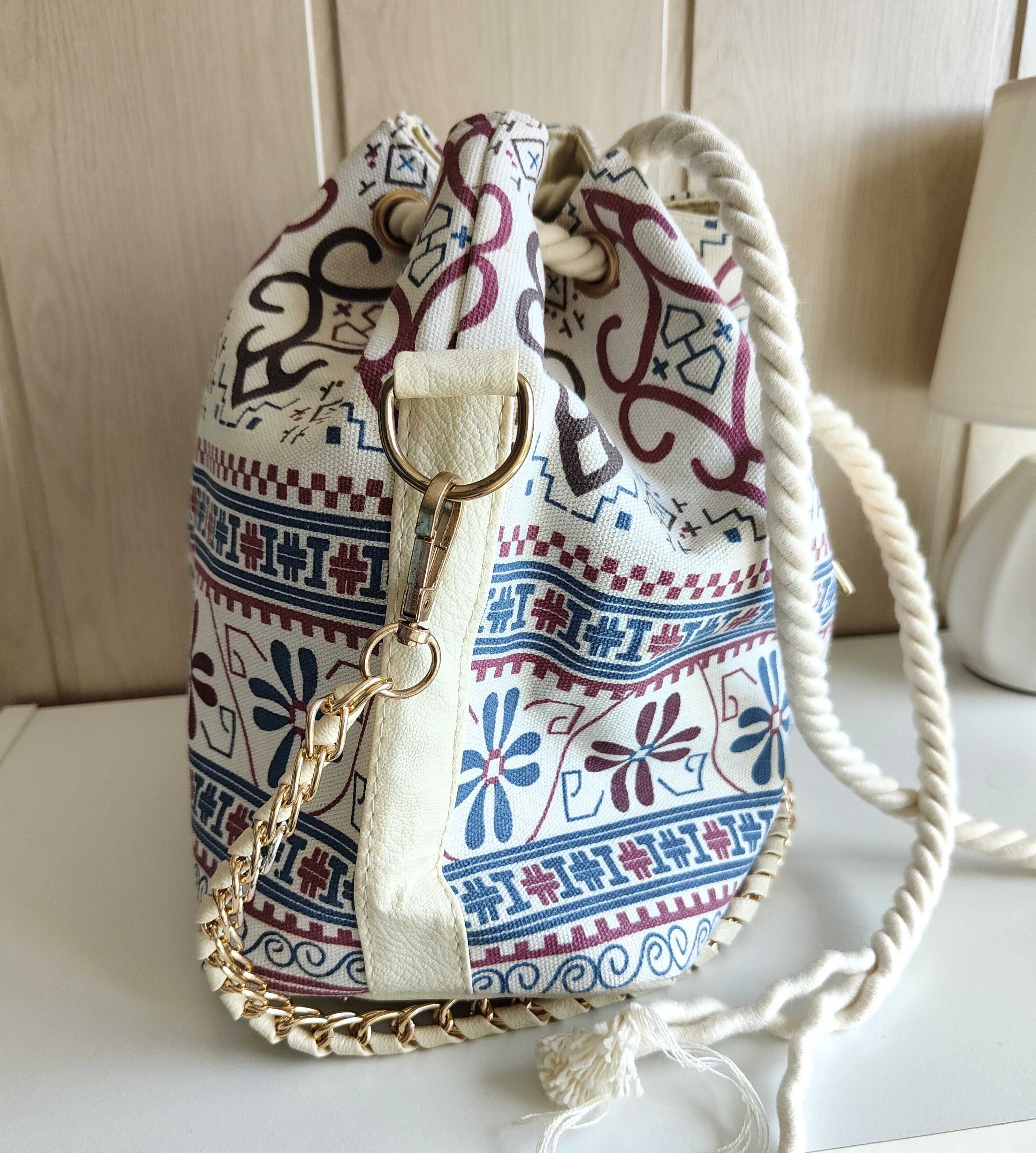 Mała torebka worek na lato wzór boho bohemian orient festival