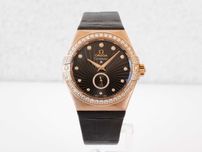 Omega Constellation Ladies Automatic Brown Dial 18k Rose Gold Diamonds