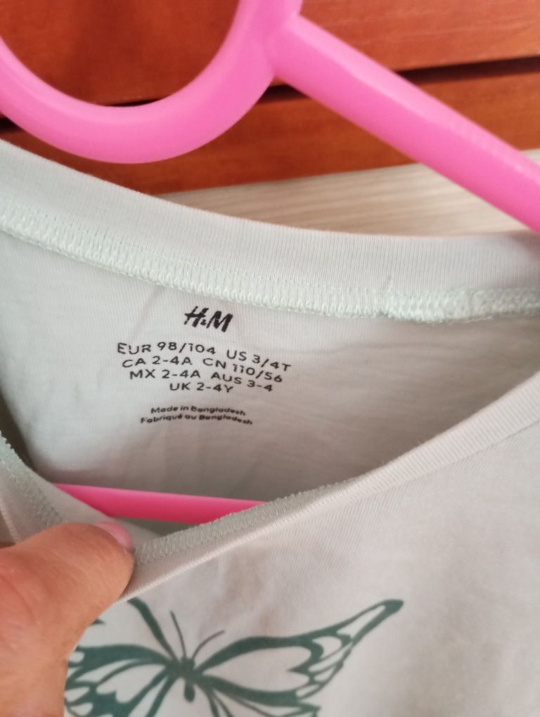 Bluzka krótki rękaw hm 98/104 dziewczynka