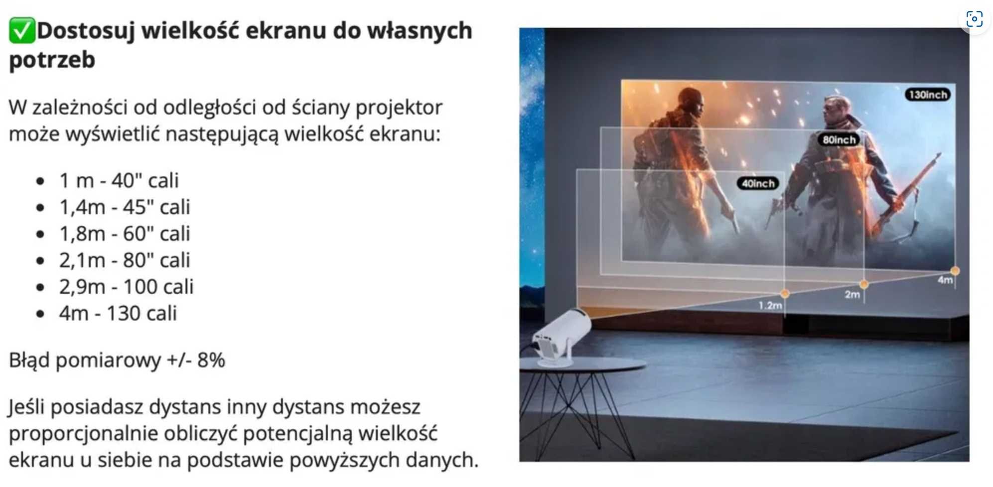 PROJEKTOR RZUTNIK Android TV WiFi UHD 4K Przenośny Smart Głośnik