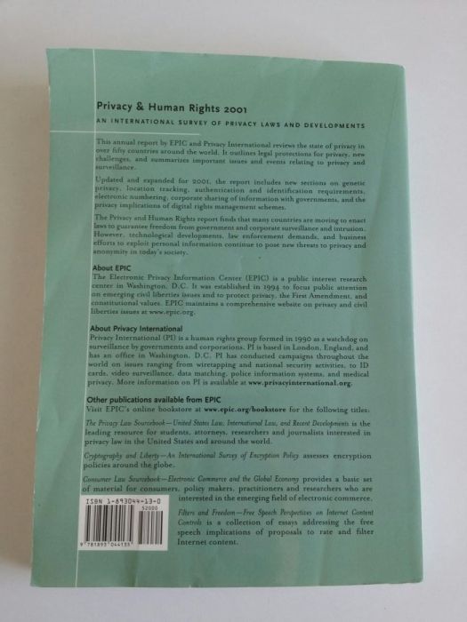 Livro "Privacy & human rights" electronic privacy information center