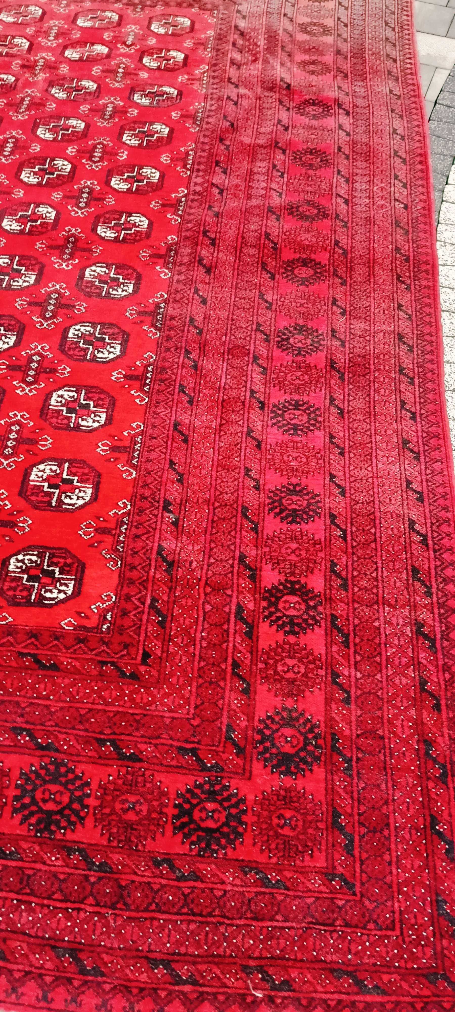 Afgan Turkmeński dywan wełniany 320 x 222 tkany ręcznie piękny