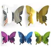 12szt motylki motyle naklejki lustrzane kolory ozdoba