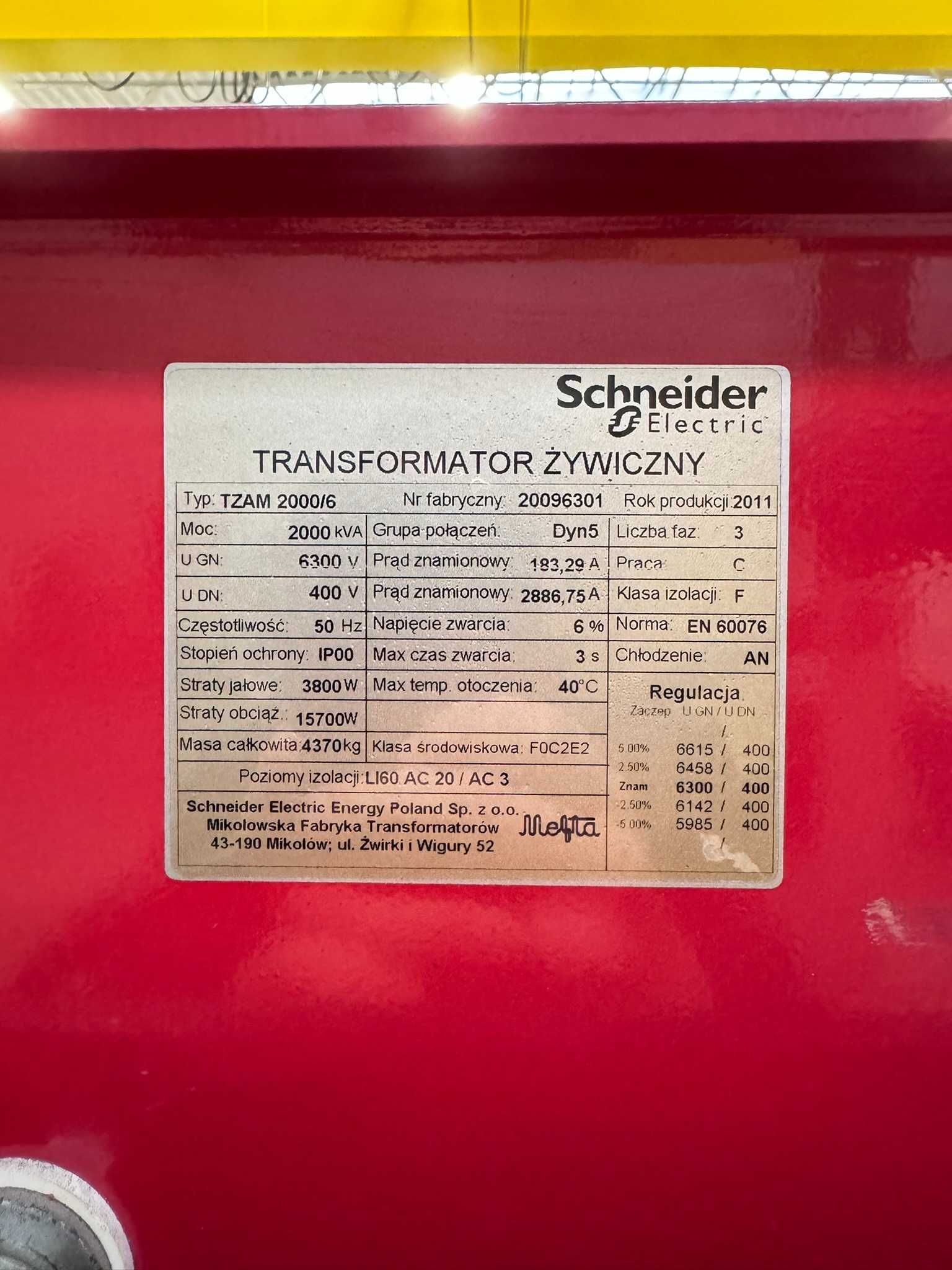 Transformator 2000kVA 6,3/0,4