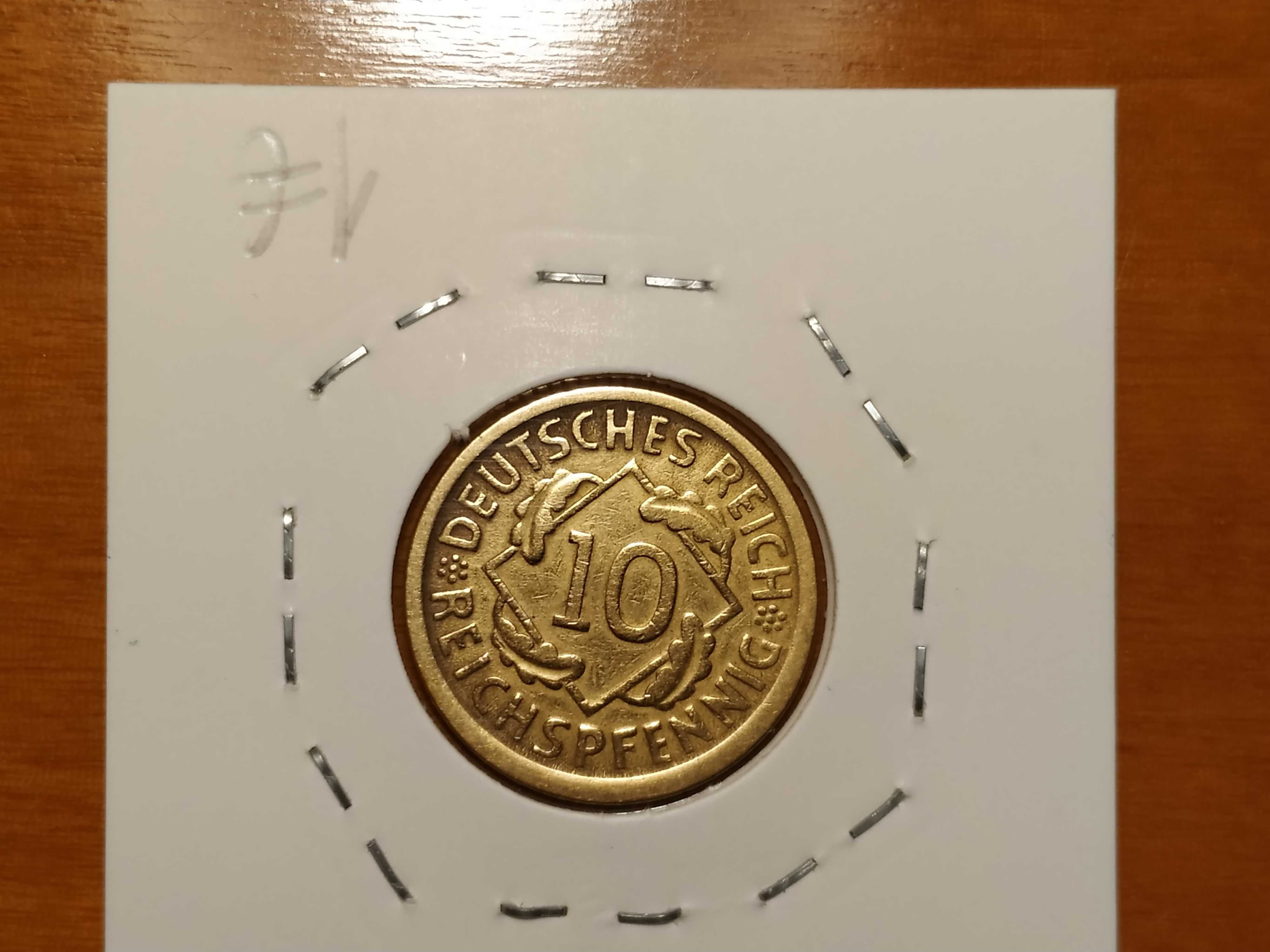 Alemanha - moeda de 10 reichspfennig de 1925 D (plantas)