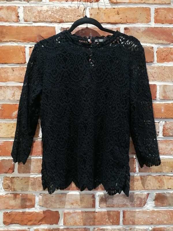 Bluzka czarna koronka ZARA rozm. M/ L