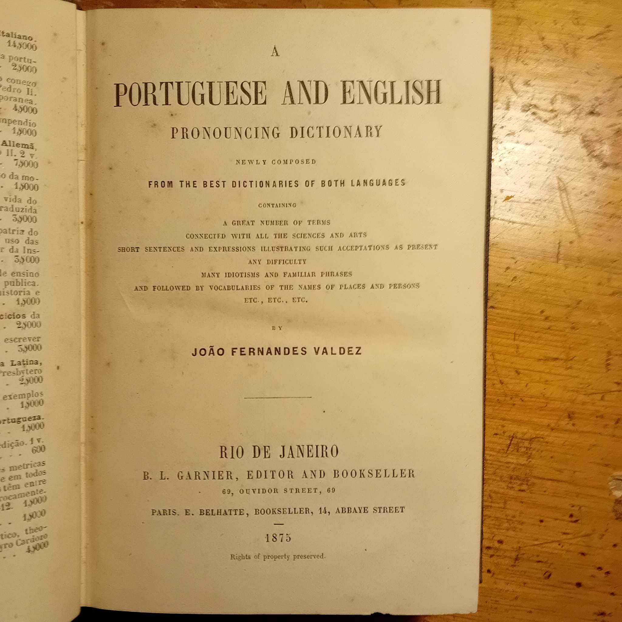 Dicionário Inglez-Portugues & Portuguese and English Pronouncing