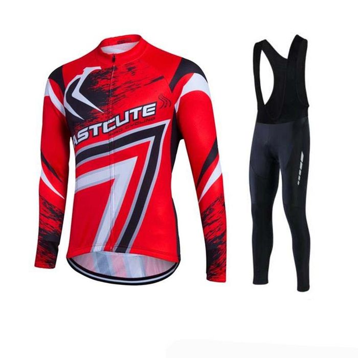 Męski zimowy komplet rowerowy kolarski M koszulka spodnie z wkładką 3D