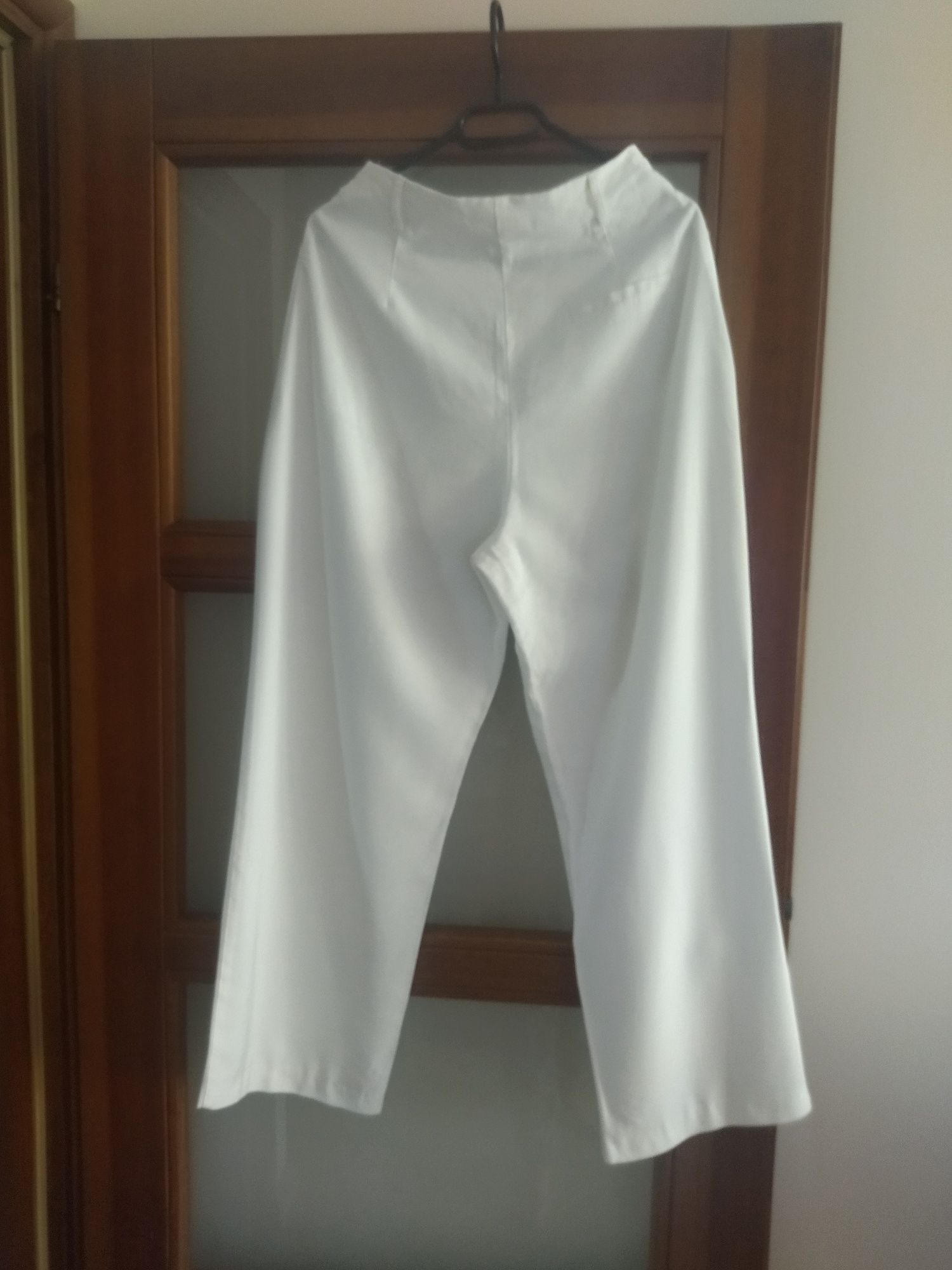 Spodnie białe szerokie damskie - r.S