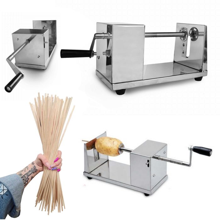 Zestaw maszynka do zakręconego ziemniaka + 100 szt patyczków 30 cm