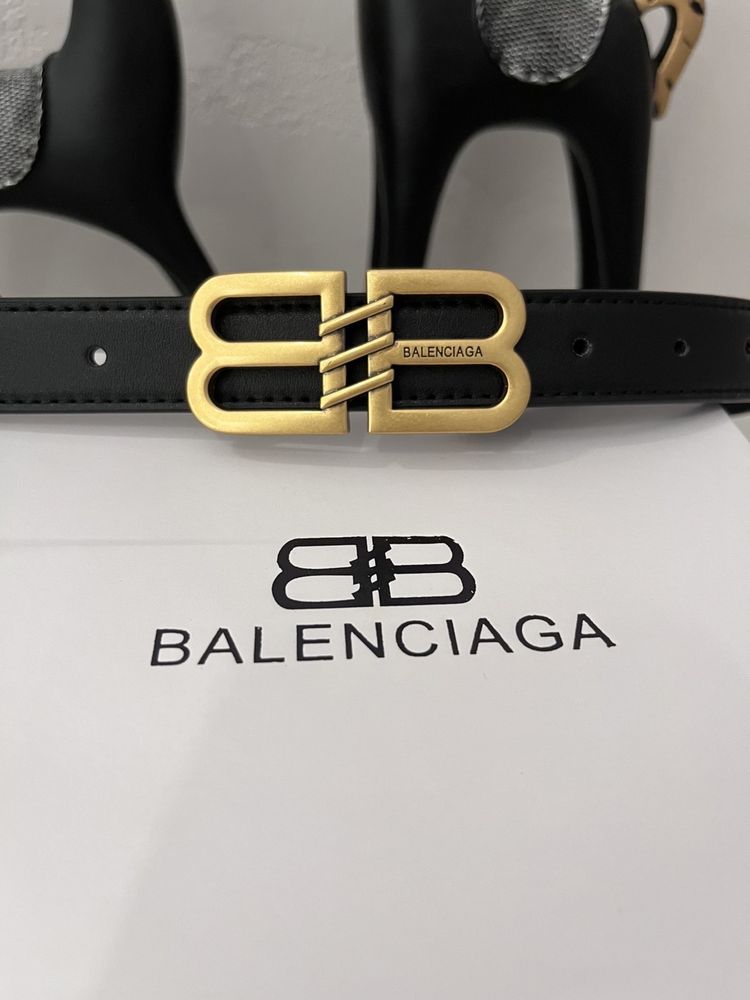 Ремень Balenciaga BB Signature Баленсиага Баленсіага золото та срібло