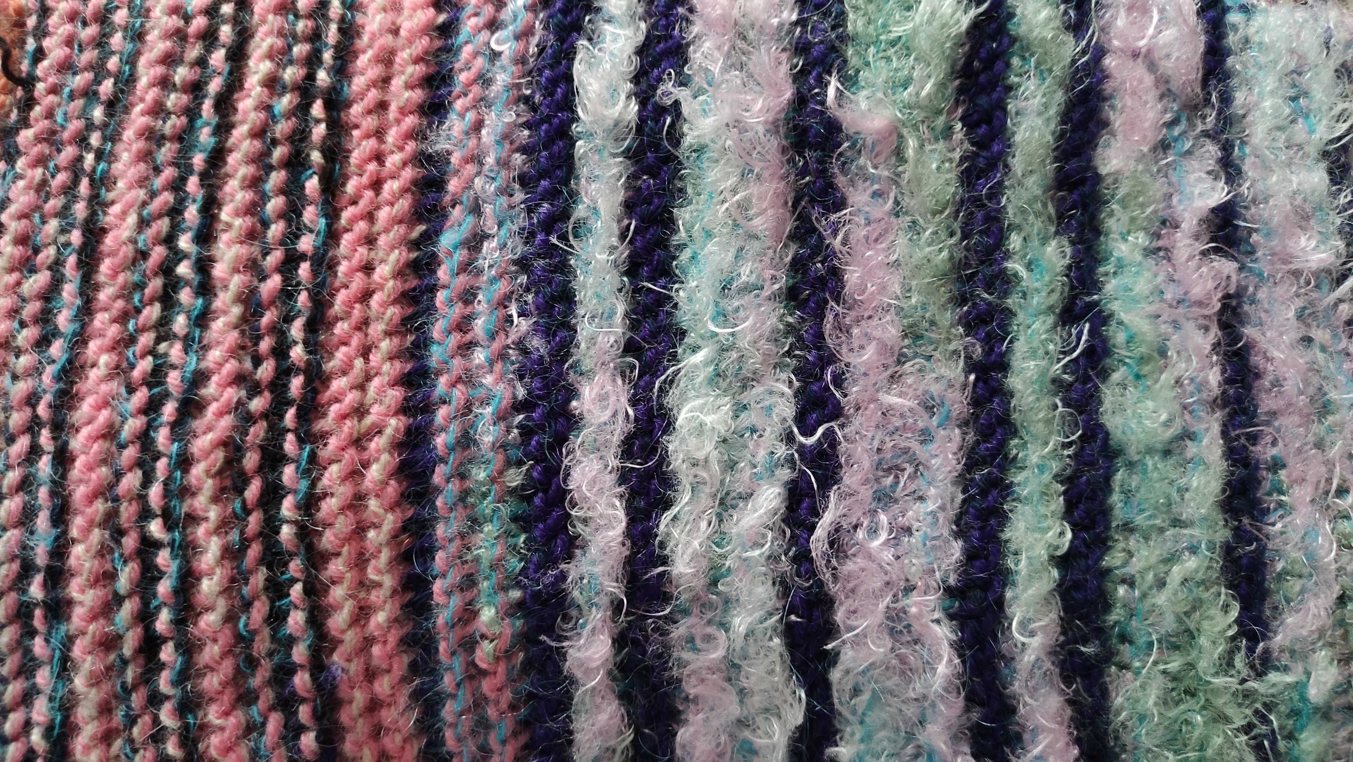 Piękny, kolorowy, długi szal typu komin, handmade