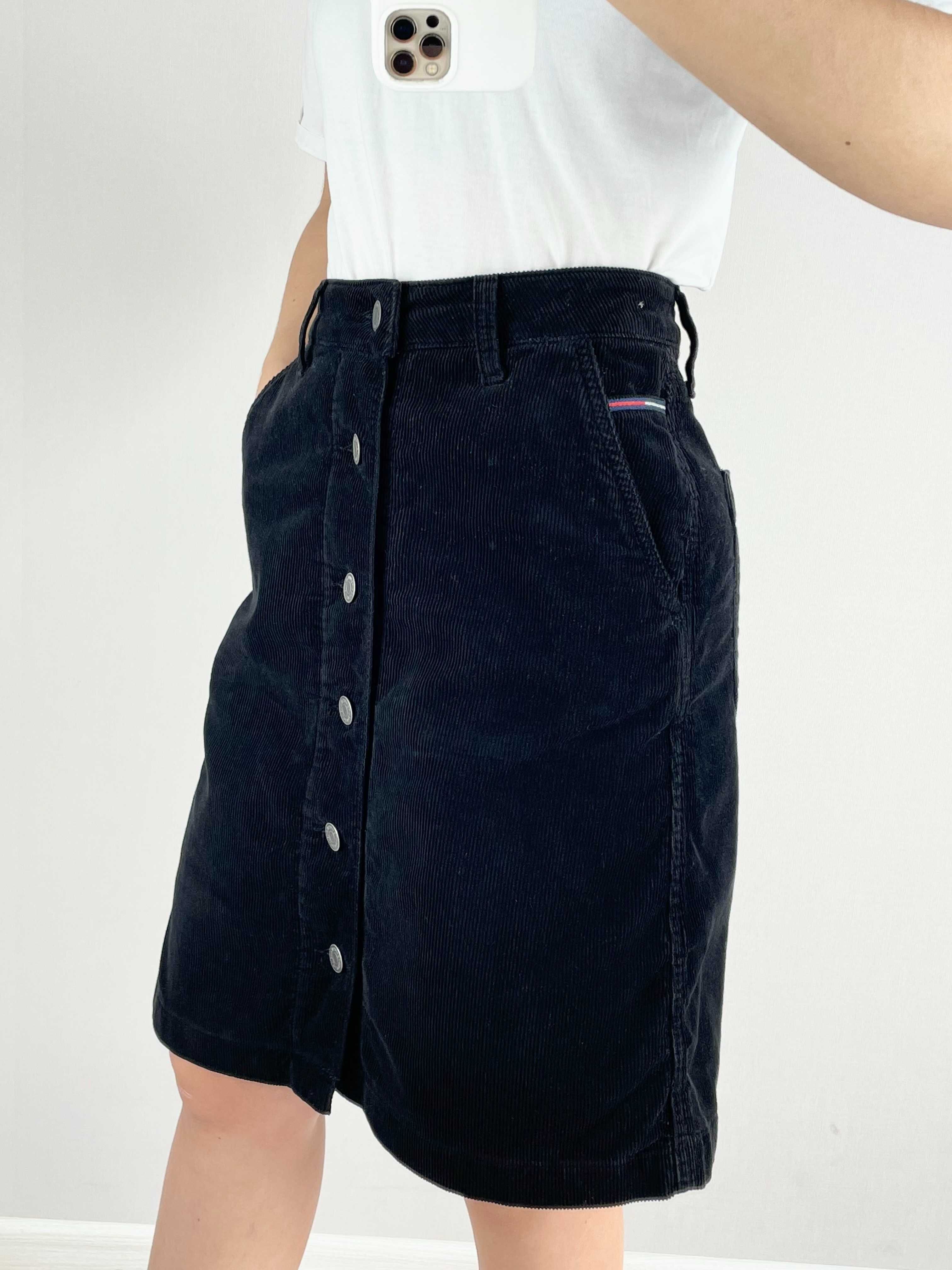 С спідниця Tommy Jeans вельветовая юбка в рубчик на кнопках оригинал